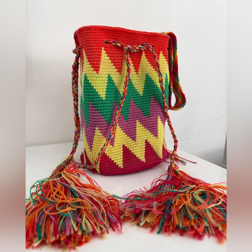 Rainbow Crochet Bucket Bag
